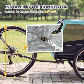 PawHut Składana przyczepka rowerowa z odblaskami, smyczą, dla średnich psów do 20 kg, 143 x 70 x 90 cm, jasnoniebieska | Aosom PL