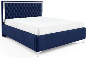 Granatowe pikowane łóżko w stylu glamour L7-R16