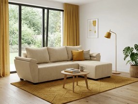 PROMOCJA Rozkładana obustronna sofa narożna do L LIVARO 251x140 cm, kremowa II. jakość