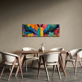Obraz - Abstrakcyjny anioł z kwiatami (z zegarem) (90x30 cm)