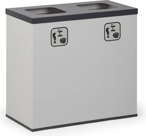 Alfa 3 Wewnętrzny kosz do segregacji śmieci, stojak na worki, szary/ciemnoszary, 2x 42 l