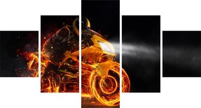 Obraz - Motocyklista z płomieniami (125x70 cm)
