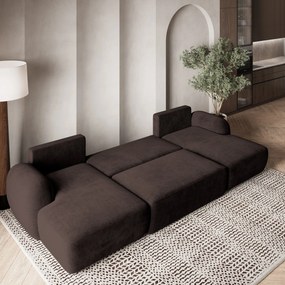 Masseno Narożnik SAVONA z funkcją spania i pojemnikiem na pościel Narozniki U, Rozkładana sofa - Brązowy, KRONOS 06