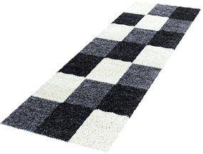 Dywan Shaggy Life kwadraty czarno-kremowy 80 cm x 250 cm