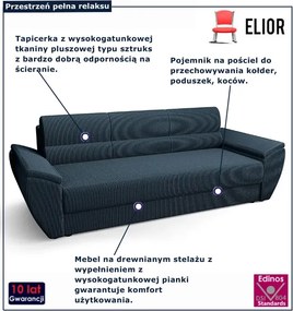 Granatowa sztruksowa wersalka z pojemnikiem W7-G51