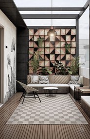 Dywan zewnętrzny Ereon kratka kremowo-beżowa 120 cm x 160 cm