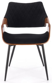 Krzesło tapicerowane welur sklejka gięta orzechowy/czarny K586