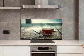 Szklany Panel Chwila z Ciepłą Herbatą