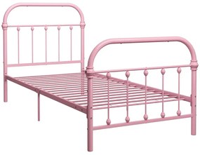 Różowe minimalistyczne łóżko metalowe 100x200 cm S4-T73
