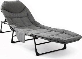 Składana leżanka turystyczna z materacem Morra CT02L, kolor szary