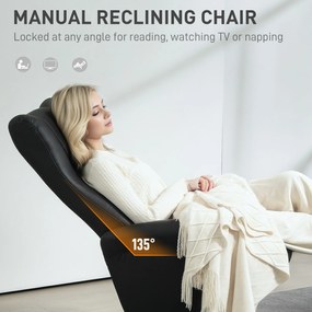 HOMCOM Obrotowy Fotel z Podnóżkiem, w Wyglądzie Skóry, z Regulowanym Oparciem, do 150 kg, Czarny