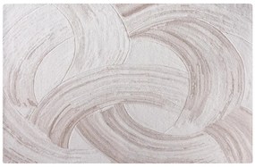Dywan z abstrakcyjnym wzorem ręcznie tuftowany 100% wełny - 160 x 230 cm - Kość słoniowa i taupe - RAVELINO