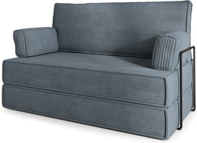 Masseno Sofa piankowa LADIA z funkcją spania, Kanapa z pianki do salonu, Bezmontażowa, Tkanina sztruksowa – Szary POSO 60