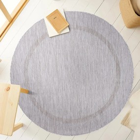 Dywan zewnętrzny Relax ramka srebrny 200 cm x 200 cm koło