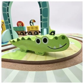Tooky toy drewniany pociąg kolejka zoo ciuchcia na magnes tor w walizce