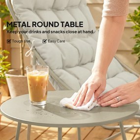 Outsunny Zestaw balkonowy 3-częściowy z poduszkami i stolikiem, stalowa konstrukcja, jasnoszary | Aosom PL