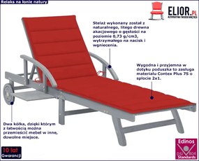Czerwony leżak ogrodowy - Irvine