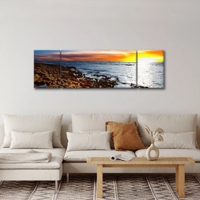 Obraz - Mewa lecąca nad wybrzeżem (170x50 cm)