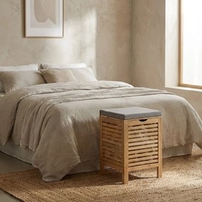 Bambusowy kosz na pranie z siedziskiem DISA, 40 l