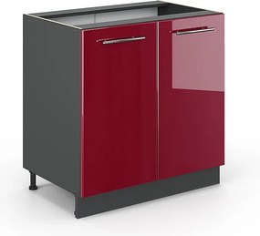 Szafka pod zlew bordowa czerwień wysoki połysk 80x51.6x82 fame-line