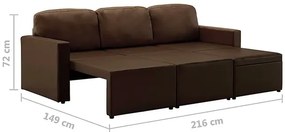 Rozkładana sofa kanapa modułowa brązowa - Odi 4Q
