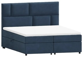 Ciemnoniebieskie łóżko boxspring ze schowkiem 180x200 cm Lola – Ropez