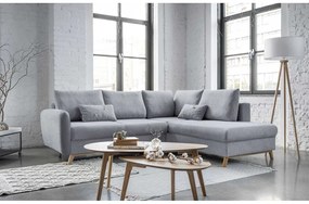 Jasnoszary rozkładany narożnik Miuform Scandic Lagom L, prawostronny