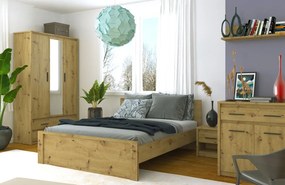 Komplet Mebli Młodzieżowych Do Sypialni Z Łóżkiem 6 Elementów Dąb Artisan R0-P73