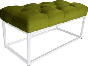 Ławka CHESTERFIELD tkanina Welur loft ławka metal : Kolor Stelaża - Biały, Kolor tkaniny - VELVET - BL75, Typ tkaniny - Velvet