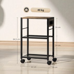 HOMCOM Mobilna podstawka pod drukarkę z gniazdkami portami USB i USB-C do 40 kg rustykalny brąz | Aosom PL