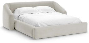 Beżowe tapicerowane łóżko dwuosobowe ze schowkiem ze stelażem 140x200 cm Campi – Cosmopolitan Design