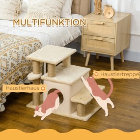 PawHut Schody dla Zwierząt Beżowe 60x40x66cm | Aosom PL