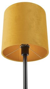 Lampa stołowa czarna klosz welurowy ochra-złoty 25cm - Simplo Nowoczesny Oswietlenie wewnetrzne