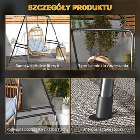 Outsunny Stojak na fotel wiszący stalowy czarny do 150 kg na zewnątrz i do domu ogrodowy solidny | Aosom PL