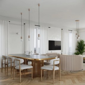 Szarobrązowa lampa stołowa ze szklanym kloszem (wysokość 19 cm) Orbital – Nice Lamps