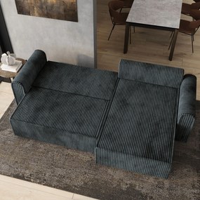 Masseno Narożnik VALTINO z funkcją spania i pojemnikiem na pościel Narozniki L, Rozkładana sofa - Szary, TILIA 85