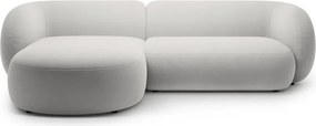 Jasnoszary aksamitny narożnik (lewostronny/z szezlongiem) Kate – Micadoni