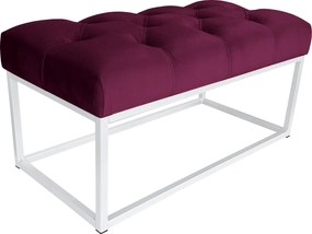 Ławka CHESTERFIELD tkanina Welur loft ławka metal : Kolor Stelaża - Biały, Kolor tkaniny - VELVET - MG02, Typ tkaniny - Velvet