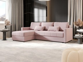 BEDANTE narożnik MOS L BIS Cosmic 14 różowy lewa z funkcją spania sofa w kształcie litery L z pojemnikiem na pościel sofa do salonu kanapa sofa rozkładana