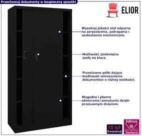 Industrialna stalowa szafa przesuwna z kluczem  czarnaE3-W99