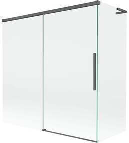 Mexen Rox L parawan nawannowy 2-skrzydłowy rozsuwany 160 + 75 x 150 cm, transparent, gun gray szczotkowany - 8C9L-160-075-66-00