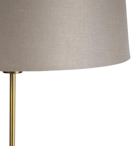 Lampa podłogowa regulowana złota/mosiądz klosz szarobrązowy 45cm - ParteWiejski/ Rustykalny / Vintage Oswietlenie wewnetrzne