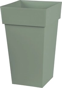 Kwadratowy doniczka Toskania 39 x W.65 cm - Zielony laurowy - Solidny i kolorowy