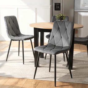 Krzesło Tapicerowane do Salonu ROBIN Szare Welurowe Nowoczesne Loft