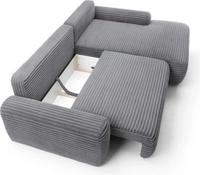 Masseno Narożnik OSSO z funkcją spania i pojemnikiem na pościel Narozniki L, Rozkładana sofa - Szary, AMBIENCE 19
