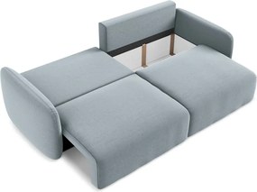 Niebieska aksamitna rozkładana/ze schowkiem sofa 238 cm Kalena – Makamii