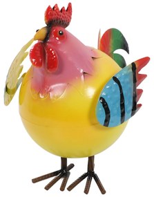 Kolorowa figurka metalowy kogut, 21 x 25 x 28 cm