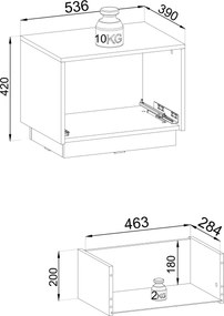 Ryflowana szafka nocna Royal S54 stojąco/wisząca, kolor beż piaskowy