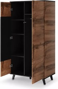 Elegancka dwudrzwiowa szafa Fuzione w kolorze dębu wotan i czerni