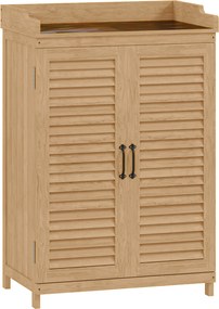 Drewniana Szafka Ogrodowa Outsunny z Powierzchnią Roboczą, Odporna na Warunki Atmosferyczne, 65,5x40x98,5cm Żółta